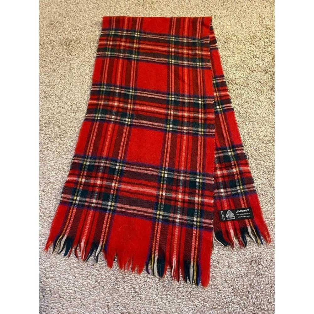 Lambswool Tartan Plaid Scarf 12" x 52" Winter Wrap Checkered Wardrobe Preppy